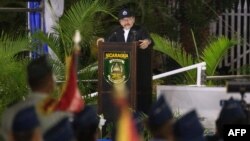 El presidente de Nicaragua, Daniel Ortega, pronuncia un discurso durante una ceremonia en la plaza de la Revolución, en Managua, el 21 de febrero de 2020.
