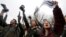 Relatives and colleagues of a team of kidnapped journalists from El Comercio protest outside Carondelet Palace to demand action from the government in Quito, Ecuador, April 2, 2018.