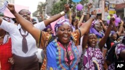 Women protest for rights in Kenya. U.S. and other governments voiced concerns that NGO restrictions may undermine human rights. 