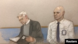 Зображення Джуліана Ассанжа (ліворуч) на малюнку із зали суду у Лондоні 24 лютого 2020 р.