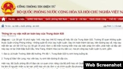 Cổng Thông Tin Điện tử VN loan báo tai nạn rớt máy bay quân sự ở Khánh Hòa hôm 14/6/2019