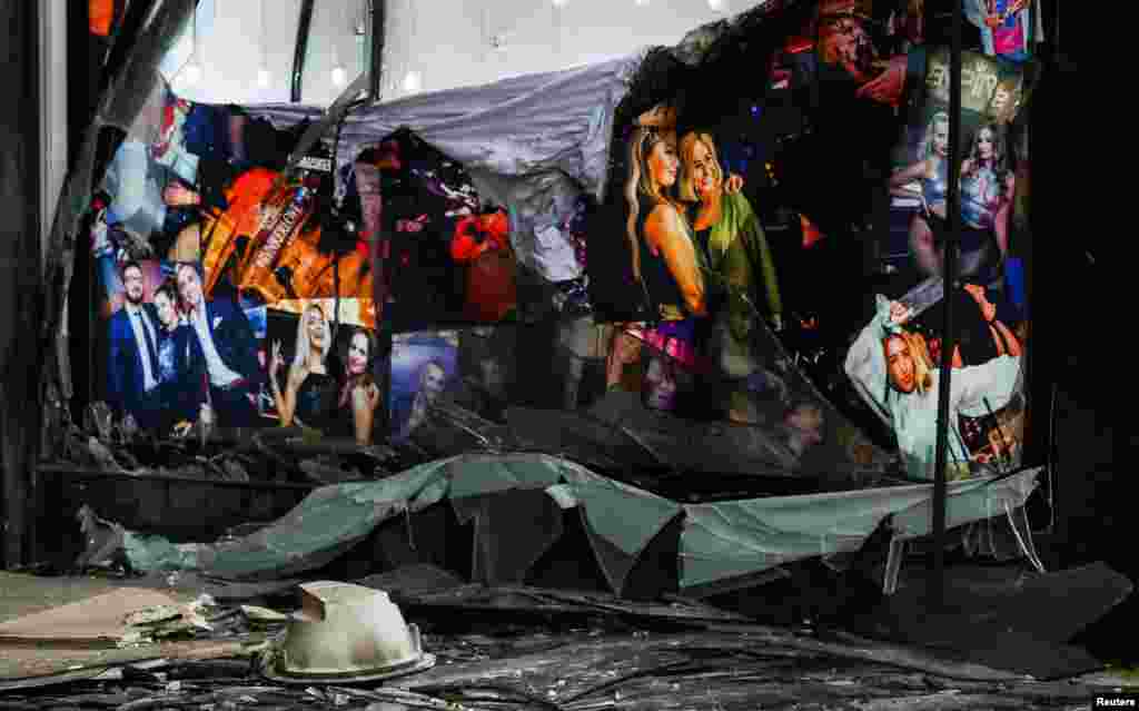 A view of the damage after an explosion near the Vanity Club in central Cologne, Germany.