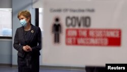 Scotland's First Minister Nicola Sturgeon visits Western General Hospital amid the spread of the coronavirus disease (COVID-19) in Edinburgh, Scotland, Britain, Dec. 7, 2020. 