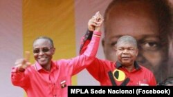 Bornito de Sousa (esq) com João Lourenço, candidatos à vice-presidência e presidência respectivamente pelo MPLA nas eleições de 23 Agosto em Angola