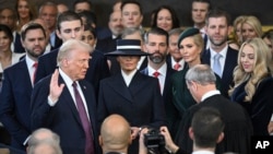 President-elect Donald Trump takes the oath of office during the 60th Presidential Inauguration in the Rotunda of the U.S. Capitol in Washington, Jan. 20, 2025. 