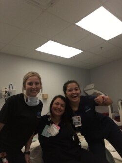 A photo of three nurses, including Shannon Williams, are at work at Lake Charles Memorial Hospital in Louisiana. (Photo courtesy/Shannon Williams)