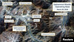 미국 싱크탱크 CSIS가 지난해 11월 공개한 북한 삭간몰 미사일 기지 위성사진(디지털글로브 3월 촬영). 