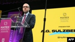 FILE - New York Times publisher A.G. Sulzberger said he warned President Donald Trump that his attacks on the press were "dangerous and harmful to our country." Sulzberger is shown at the 2018 Matrix Awards in New York City, April 23, 2018.