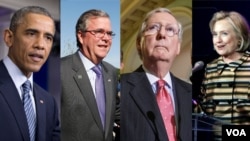 President Obama, former Florida Governor Jeb Bush, Senate Minority Leader Mitch McConnell and former Secretary of State Hillary Clinton