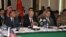 In this handout photograph released by the Associated Press of Pakistan (APP) on February 6, 2016, Pakistani officials chair the third round of four-way peace talks with Afghan, Chinese and U.S. delegates in Islamabad.