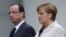 Solda Fransa Cumhurbaşkanı François Hollande ve Almanya Başbakanı Angela Merkel
