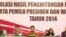 Komisi Pemilihan Umum (KPU) menetapkan Joko Widodo-Jusuf Kalla sebagai pemenang Pilpres 2014 di Jakarta, Selasa (22/7).