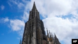 FILE - An exterior view of Ulmer Münster, the world's tallest church, in Ulm, Germany, Sept. 18, 2024.