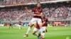 Les joueurs de l’AC Milan jubile lors de leur victoire contre le Hellas Vérone 