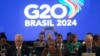 La ministra brasileña de Medio Ambiente, Marina Silva, en el centro, asiste a la reunión ministerial de medio ambiente y sostenibilidad del G20 en Río de Janeiro, Brasil, el 3 de octubre de 2024. AP