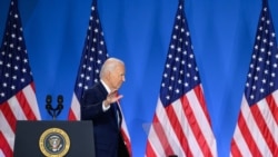 Joe Biden gestures after speaking at a press conference at the close of the 75th NATO Summit on July 11, 2024. (Photo by Mandel NGAN / AFP)