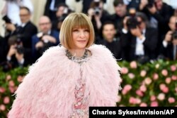 FILE - Vogue editor Anna Wintour attends The Metropolitan Museum of Art's Costume Institute benefit gala celebrating the opening of the "Camp: Notes on Fashion" exhibition in New York.