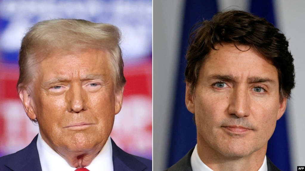 (Ảnh ghép) Tổng thống đắc cử Hoa Kỳ Donald Trump (trái) và Thủ tướng Canada Justin Trudeau.