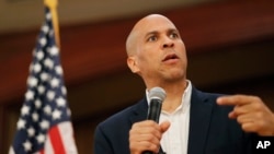 FILE - Democratic presidential candidate Sen. Cory Booker speaks at a campaign event in Henderson, Nevada, May 28, 2019.