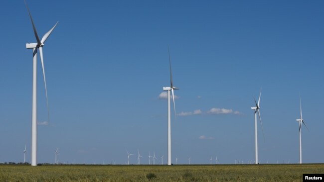 Turbine điện gió ở Throckmorton, Texas, Hoa Kỳ.