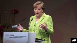 Kanselir Jerman Angela Merkel berbicara di Berlin (foto: dok). 