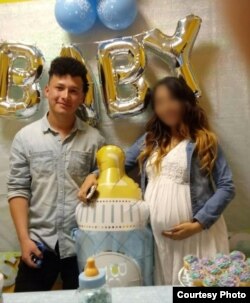 Marvin Rivera-Martinez and his wife, Shelsea, in 2018. Rivera-Martinez was recently detained. She agreed to provide this photo on the condition that VOA would conceal her last name and face, due to her mixed-family status and pending asylum claims.