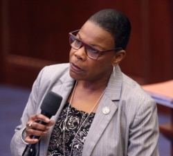 FILE - Sen. Audrey Gibson, D-Jacksonville, participates in debate April 17, 2019, in Tallahassee, Fla.