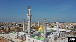 An aerial view shows the new Massalikul Jinaan mosque in Dakar, ahead of its inauguration in the Senegalese capital Dakar, Sept. 23, 2019. 