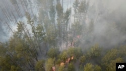 На фото: 5-те квітня. Пожежі поблизу селища Володимирівка у зоні відчудження