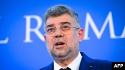 Romania's Prime Minister Marcel Ciolacu holds a joint press conference with Hungary's Prime Minister at the Romanian Government's headquarters in Bucharest, Romania, on Dec. 20, 2024.