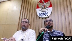 KPK menetapkan calon Kapolri Komisaris Jenderal Budi Gunawan sebagai tersangka tindak korupsi, Selasa, 13 Januari 2014 (Foto: VOA/Fatiyah)