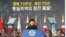 박근혜 한국 대통령이 12일 계룡대 연병장에서 열린 2015년 장교 합동 임관식에서 축사를 하고 있다.