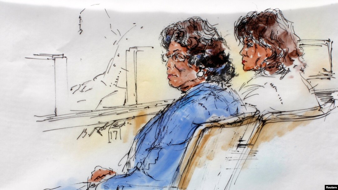 Katherine Jackson, izquierda, junto a su hija Rebbie en una recreación gráfica durante el inicio del juicio contra AEG Live el pasado mes de abril.
