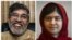 Vencedores do prémio Nobel da Paz 2014 Kailash Satyarthi, activista direitos humanos, e Malala Yousafzai, activista para os direitos da criança e educação