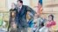 This courtroom sketch depicts Ahmed Abu Khattala listening to a interpreter through earphones during the opening statement by assistant U.S. attorney John Crabb, second from left, at federal court in Washington in the trial presided by U.S. District Judge Christopher Cooper, Oct. 2, 2017.