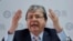 FILE - Colombia's Foreign Minister Carlos Holmes Trujillo gives a press conference during the 49th OAS General Assembly in Medellin, Colombia, June 26, 2019. 