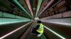 EHC Director Sascha Lamme walks inside a 420m long tunnel serving as a testing facility, constructed to develop hyperloop technologies as a potential future sustainable transportation system, at the European Hyperloop Center in Veendam on March 26, 2024. 