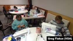 Several women gather each week in the Fulton Community Center in Fulton, Illinois. They talk and work on sewing and crochet projects, but one thing they don't discuss is politics.