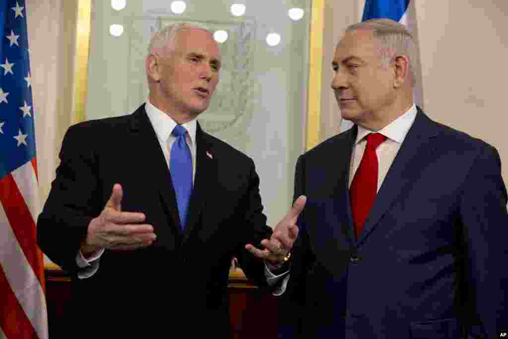 Mataimakin shugaban kasar Amurka Mike Pence ya gana da Firayim Ministan Isra&#39;ila Benjamin Netanyahu a brinin Qudus ko Jerusalem, ranar Litinin 22 ga watan Janairu, 2018