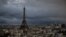 This photograph taken on Feb. 23, 2024, shows the Eiffel Tower on a cloudy day in Paris. The monument will reopen to tourists on Feb. 25 after staff ended their strike.