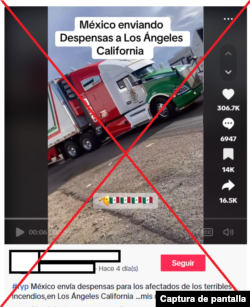 Captura de pantalla de desinformación en TikTok, publicada el 11 de enero de 2025.