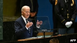 El presidente de Estados Unidos, Joe Biden, habla durante el 79º período de sesiones de la Asamblea General de las Naciones Unidas en la sede de las Naciones Unidas en la ciudad de Nueva York, el 24 de septiembre de 2024.