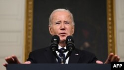 Presiden AS Joe Biden berbicara tentang serangan terhadap Israel di Gedung Putih di Washington, DC, pada 10 Oktober 2023. (Foto: AFP)