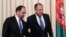 Russian Foreign Minister Sergei Lavrov and his Afghan counterpart Salahuddin Rabbani arrive for a joint news conference following their meeting in Moscow, Russia, Feb. 7, 2017. Russia has hinted at involving the U.S. in a new regional dialogue on Afghanistan.