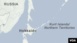 A map of the disputed Kuril Islands.