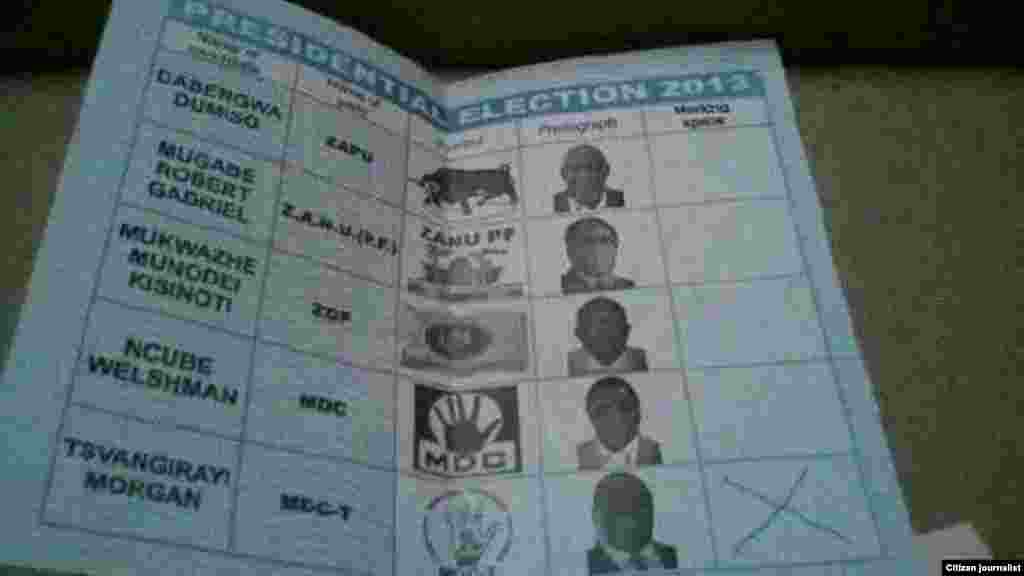 An MDC-T supporter snapped this picture of his marked ballot.