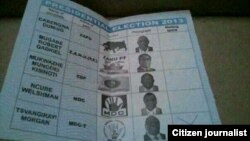 Marked Zimbabwe ballot showing candidates in the July 31 general election (Courtesy Image)