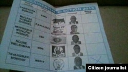 A copy of a marked ballot paper provided by a Zimbabwean on the day of the general election 