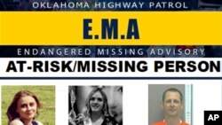 Este afiche de búsqueda de personas desaparecidas, proporcionado por la Patrulla de Carreteras de Oklahoma, muestra a Ivy Webster, de 14 años, izquierda; a Brittany Brewer, de 16, al centro, y a Jesse McFadden, que el lunes 1 de mayo de 2023 fueron reportados como desaparecidos.