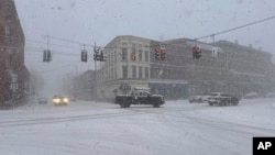 FILE - Fresh snow and high winds hit Lowville, N.Y., Dec. 12, 2024. Meteorologists warned Jan. 3, 2025, that a strong snow and ice storm followed by brutally cold conditions would soon smack the eastern two-thirds of the United States.